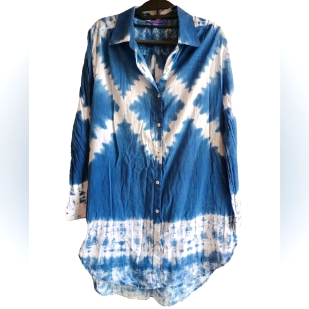 Amita Naithani Shirt Dress With Southwestern Design Button Up Size M‎ Pockets